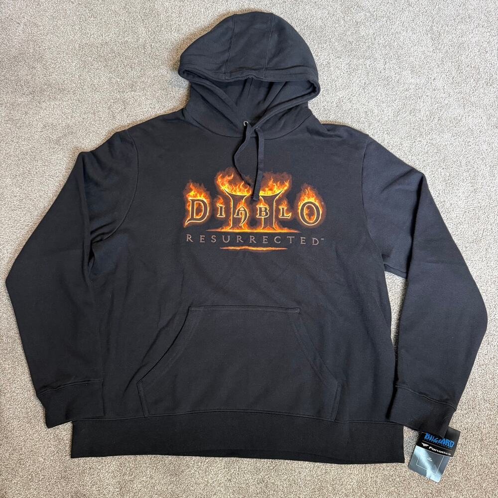 Diablo II Resurrected Hoodie Men’s XL Black Blizzard Fanatics Gaming NWT New